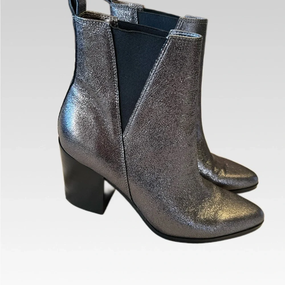 Ivanka Trump Shimmering Silver Ankle Booties size 7.5